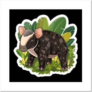 Cute Mountain Tapir Illustration - Adorable Animal Art Posters and Art